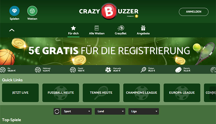 CrazyBuzzer Quick Links Startseite